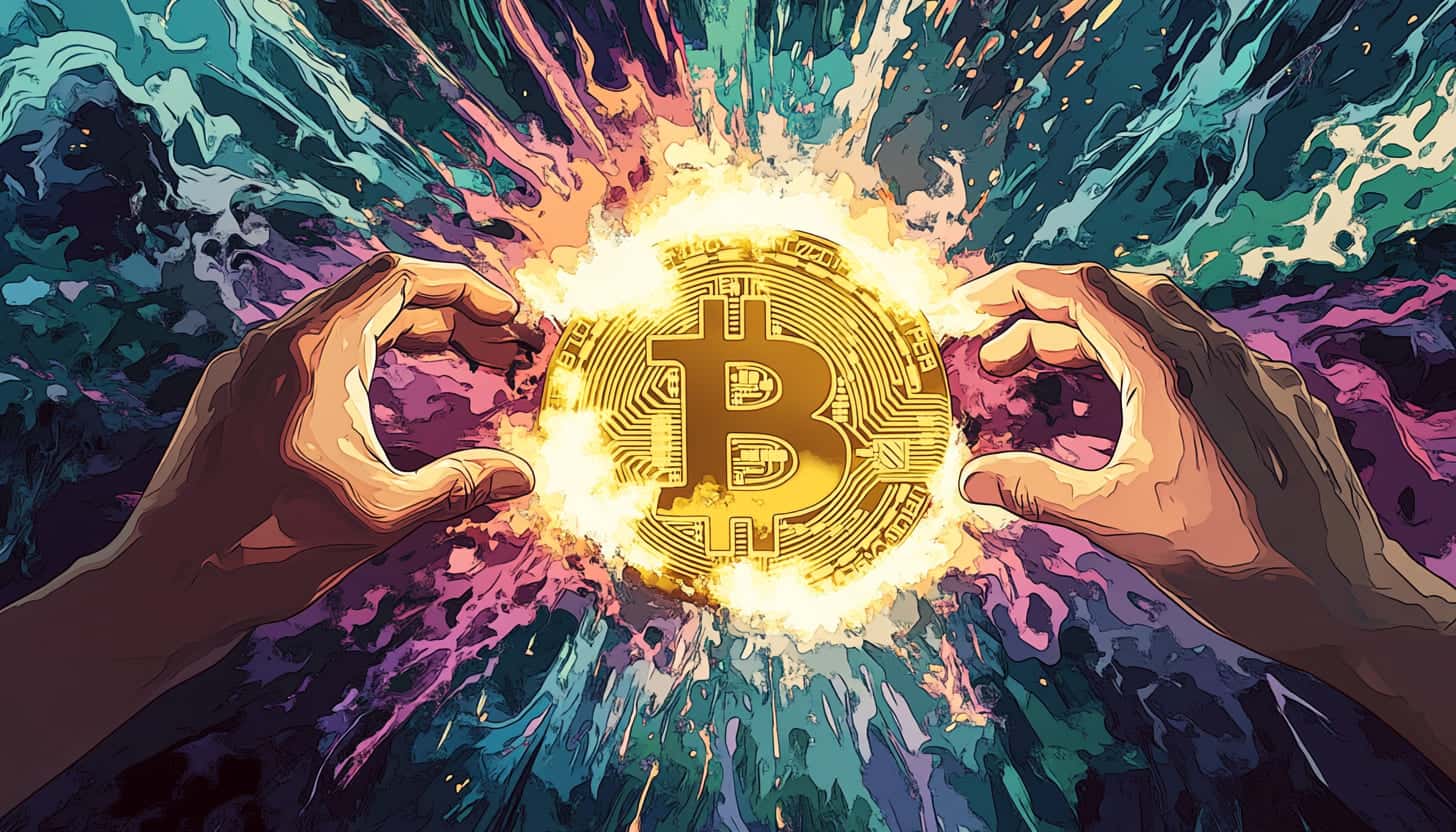 ビットコインを掴もうとする両手