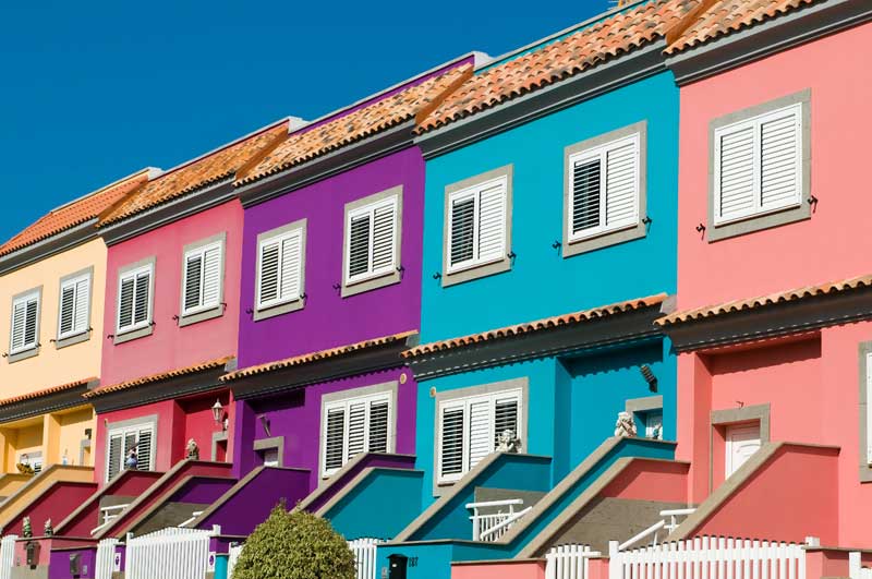 houses painted in bright colors