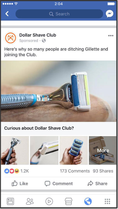 Dollar Shave Club interesting Facebook ad