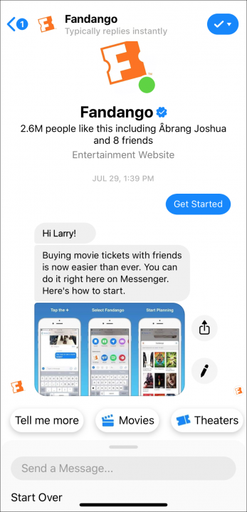 fandango business chat bot