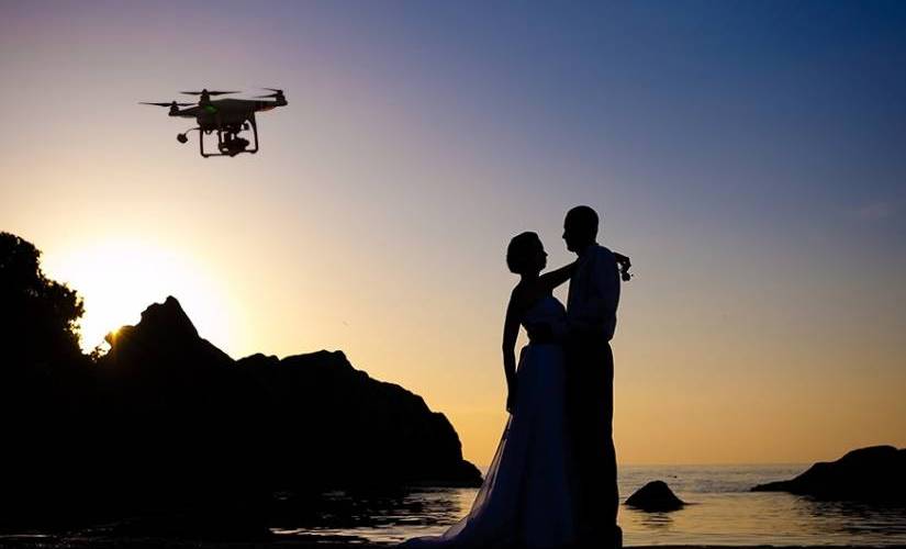 drone at wedding