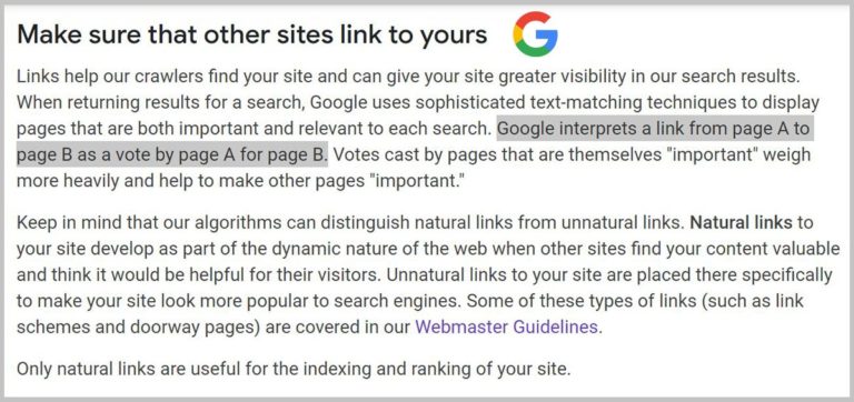 Google's view on backlinks