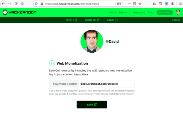 Hackernoon profile rewards