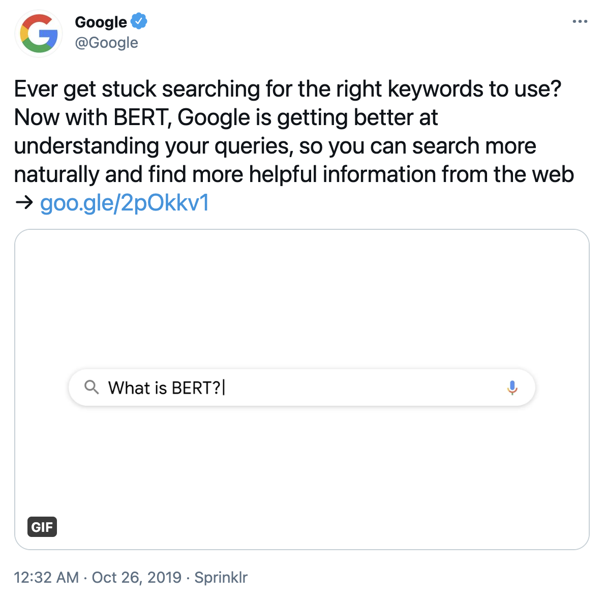 Google BERT tweet