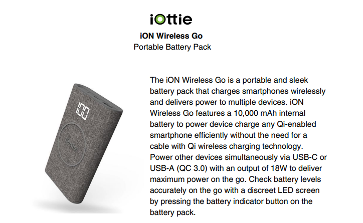 Iottie portable battery pack