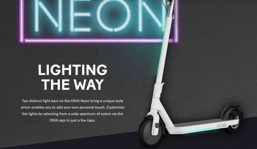 NEON scooter, well lit