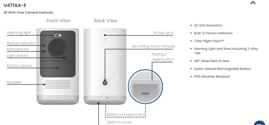 Lorex 2K wire-Free Camera Features