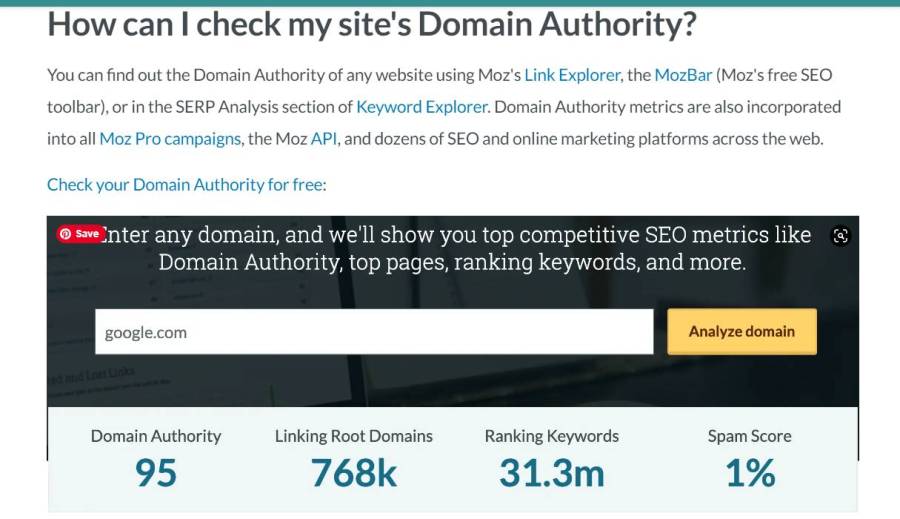 Domain Authority Score Checker