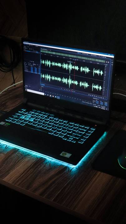 Laptop with sound waves