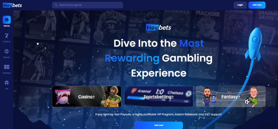 Heybets’ straightforward website leads players through a world of casino, sportsbook, and fantasy betting