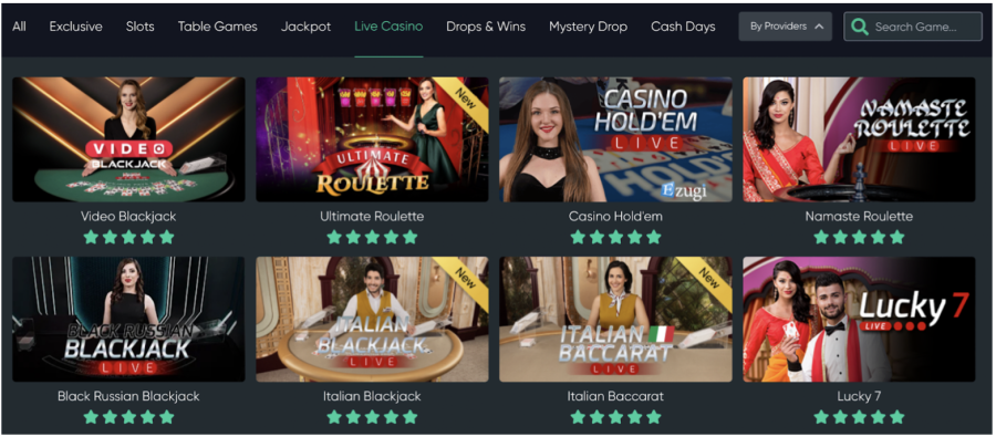 Live casino for Bitcoin Games, including Blackjack and Roulette. 