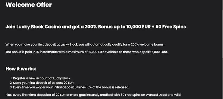 Lucky Block Casino Review - Claim A €10,000 Welcome Bonus