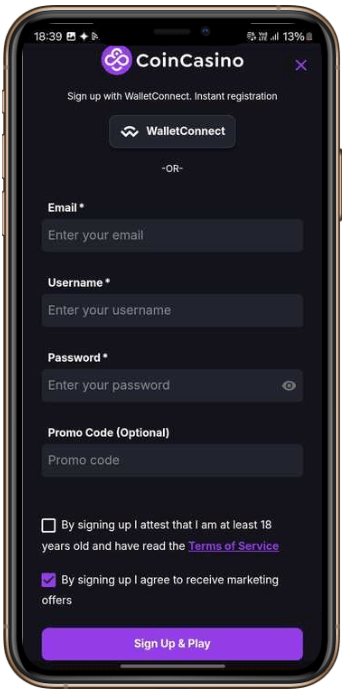 CoinCasino Registration