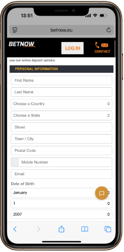 Register with BetNow
