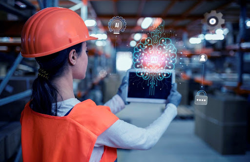 Woman staring at ipad workplace safety