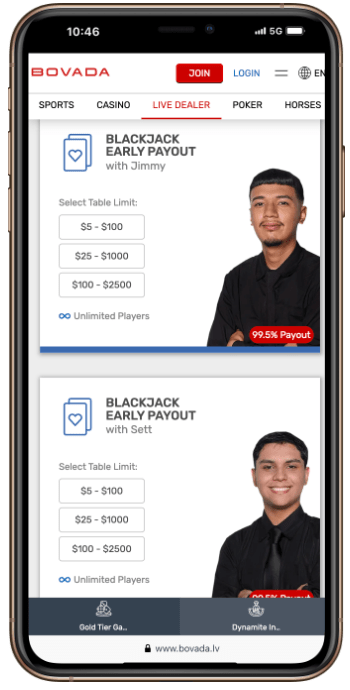 Bovada's Top Offshore Live Dealer Games