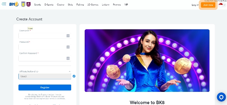 BK8 sign up process