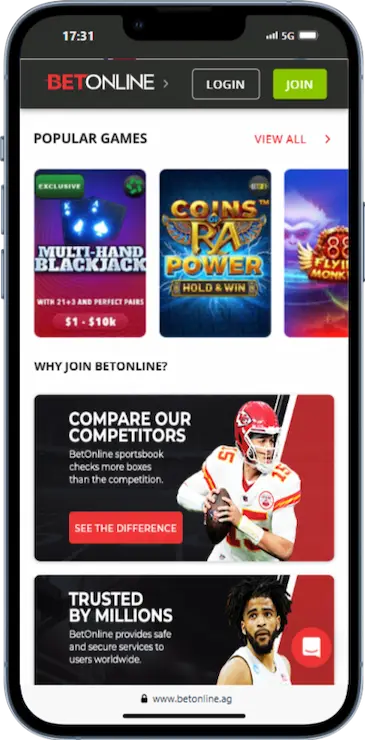 Play casino games at BetOnline $10 low deposit casino