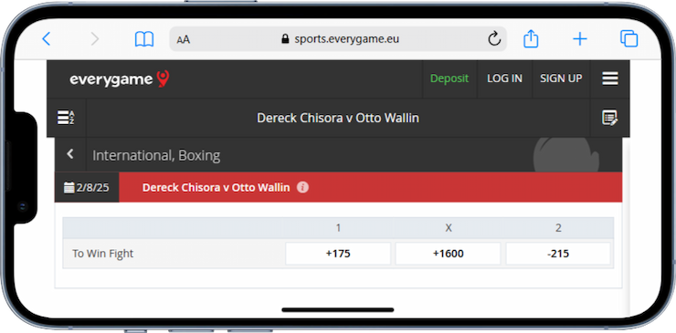 Moneyline Boxing Bet