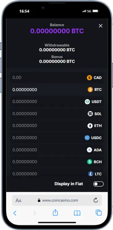 Play casino games with a $10 minimum deposit at CoinCasino