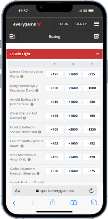 Everygame Three Way Moneyline Betting