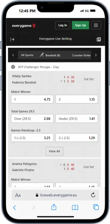 Everygame Live Sports Betting