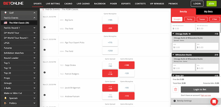 Online Golf Betting at BetOnline