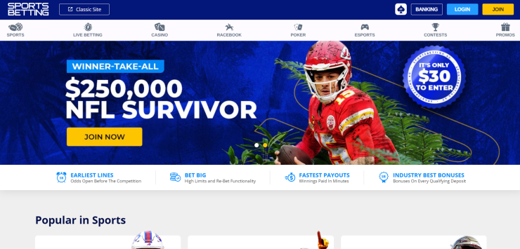 SportsBetting homepage