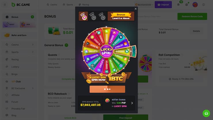 BC.Game Lucky Spin Bonus