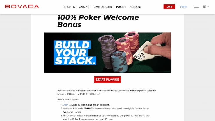 Bovada Poker Bonus Code