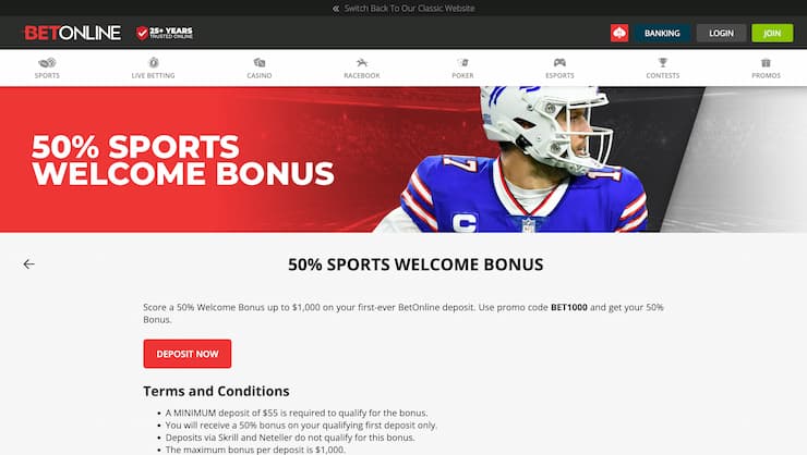 BetOnline Sports Welcome Bonus