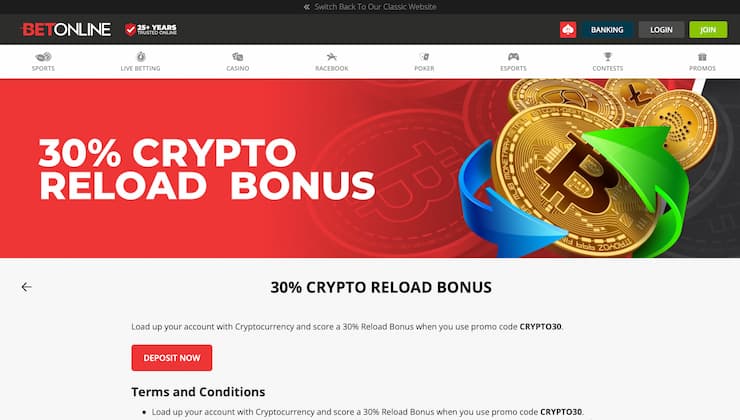 BetOnline Crypto Reload Bonus