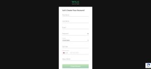 Registering for an account at Wild Casino