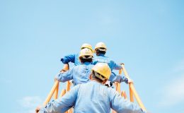 men climbing a ladder; safety culture