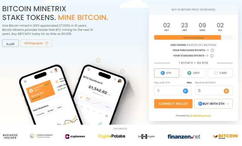 Bitcoin Minetrix token presale page