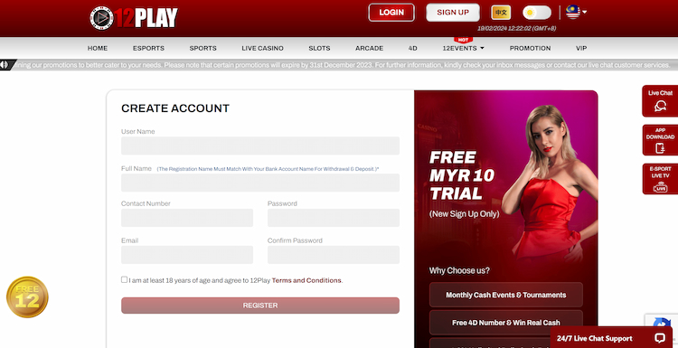 Malaysia online casino registration