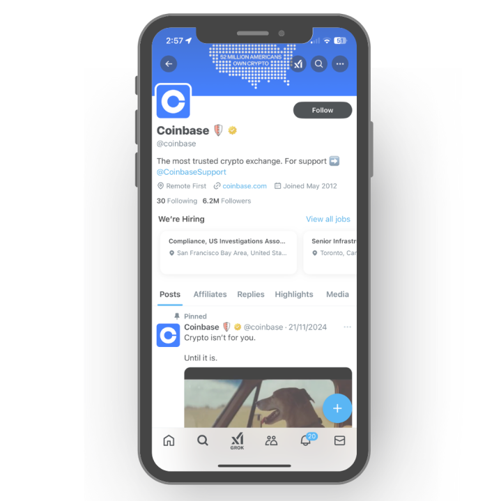 coinbase on x