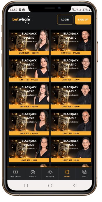 Live Casino Games at BetWhale