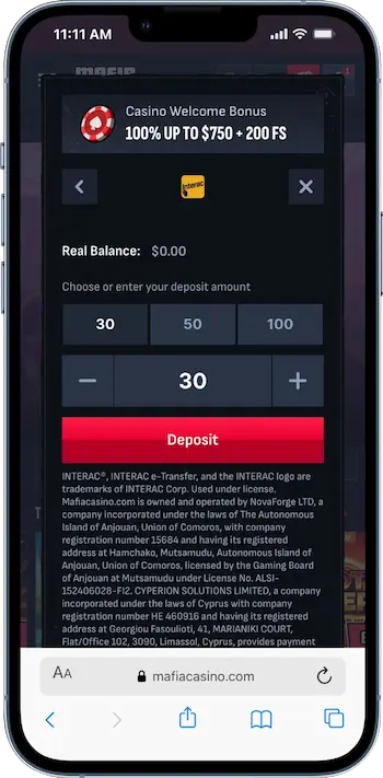 mafia casino interac
