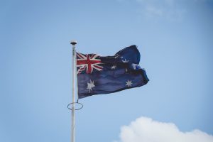 Flowing Australian Flag on pole