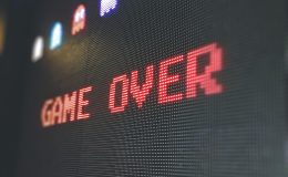 Game over digital screen in red bold font