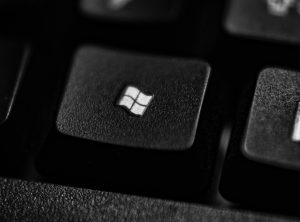 A photo of the windows key on a keyboard