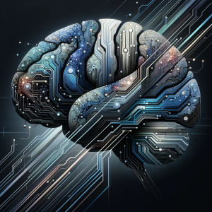 An abstract image representing the concept of Neuralink, a company focused on developing brain chips, without depicting any individuals.