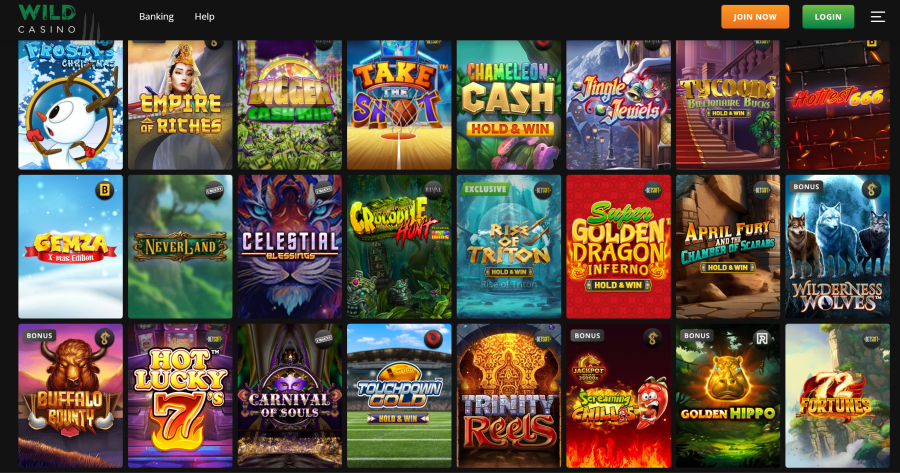 wild casino games library screenshot - fastest payout casinos