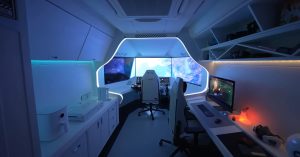 An image of a starship themed games room