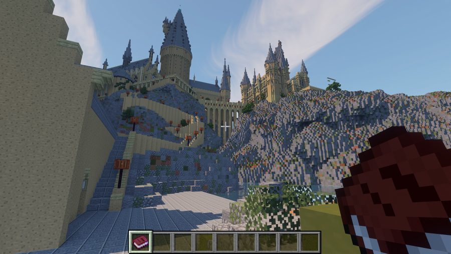Une image de la construction de Minecraft Poudlard
