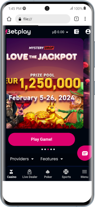 Betplay - Crypto Casino on Android phone