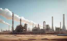 An AI generated image of a vast industrial plant in the desert