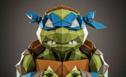 An AI-generated image of a Teenage Mutant Ninja Turtle made from paper.