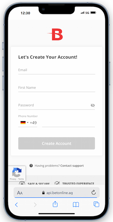 BetOnline Esports Registration Step 2